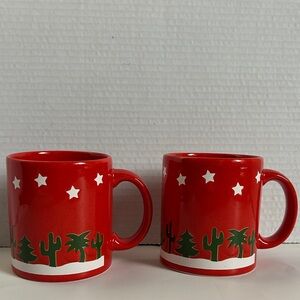 Waechtersbach Christmas Mugs, Set of 2, Cactus/Palm Tree Design